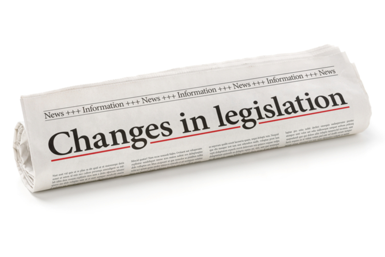 Newspaper with headline reading Changes in legislation